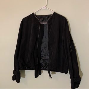 CLOSEST CLEANOUT F21 black bomber jacket